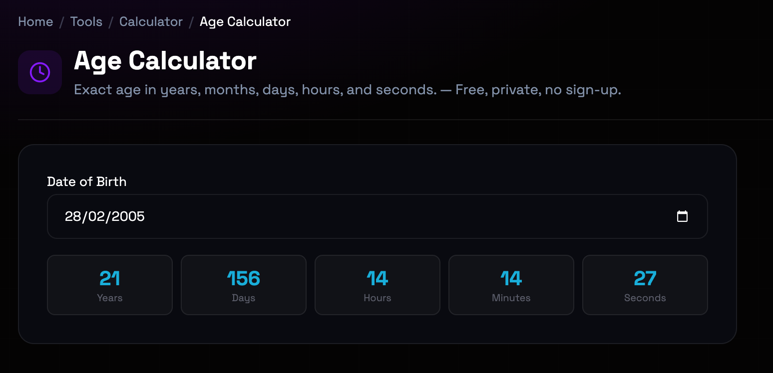 How to use Age Calculator online — free, fast, and private
